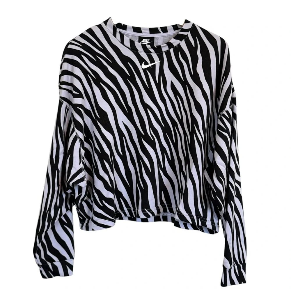 Nike Icon Clash Zebra Print Crew Active Pullover Sweatshirts Women’s Size Medium - Picture 5 of 11